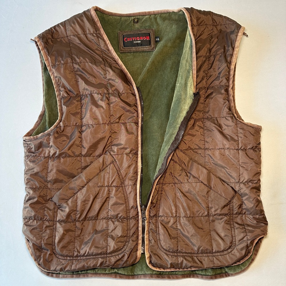 Vintage Chevignon Reversible Quilted Vest XXL Corduroy Hunting 90s Gorpcore‎